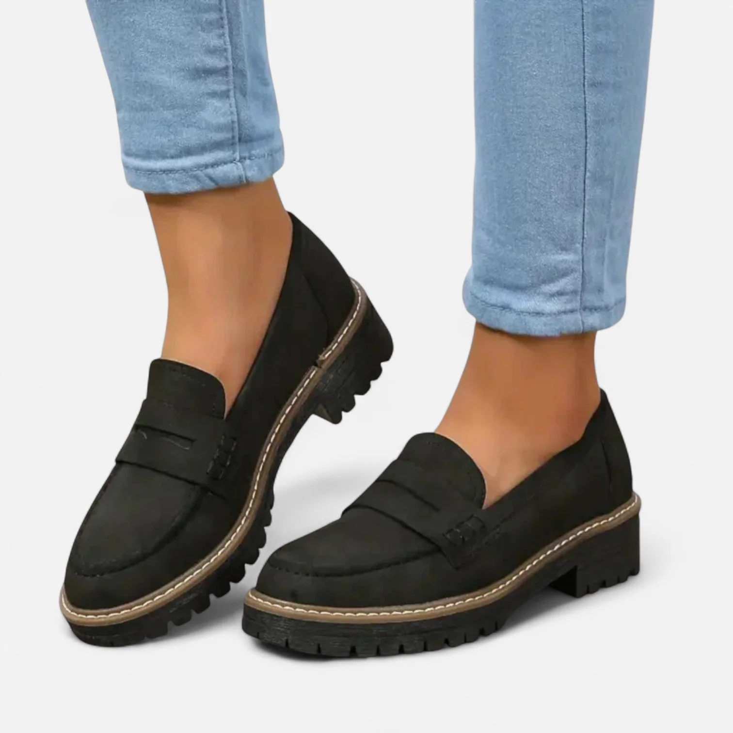 Mocassins Orthopédiques Daim Femme - Chaussures Conduite Confortables à Enfiler - Style Bateau Talons Compensés