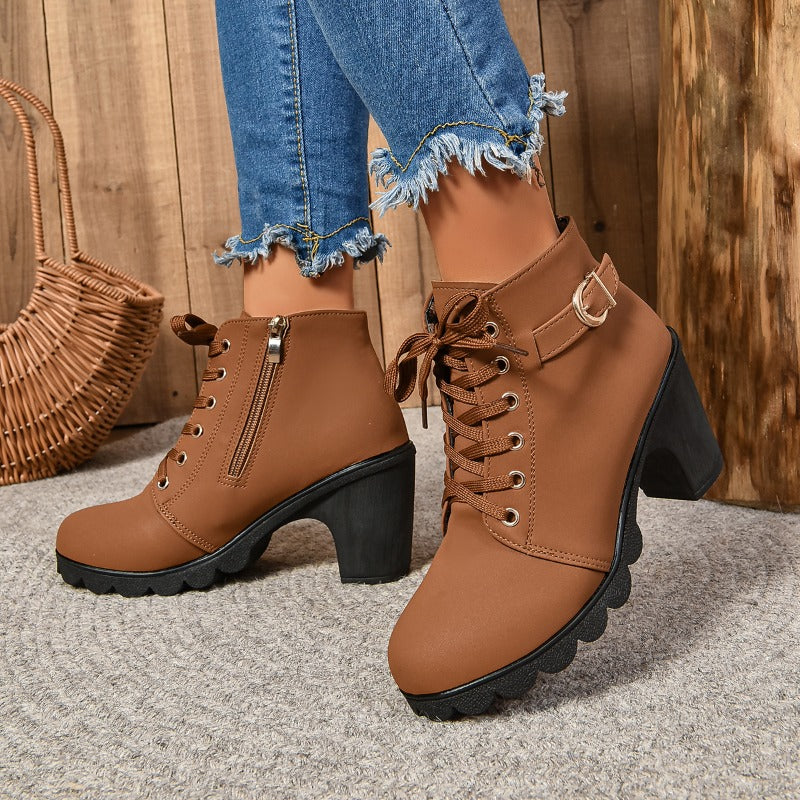 Bottines Femme Talon Bloc - Bottines Transition Automne-hiver - Confortables Et Colorées - Pour Bureau, Sortie, Voyage