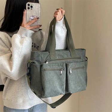 Yvette™ - Sac fourre-tout élégant en velours côtelé