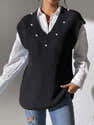 Gilet Femme Sans Manches, Col V, Maille Fine - En Acrylique/polyester - Pour Automne, Travail, Sorties - Plusieurs Couleurs - 6