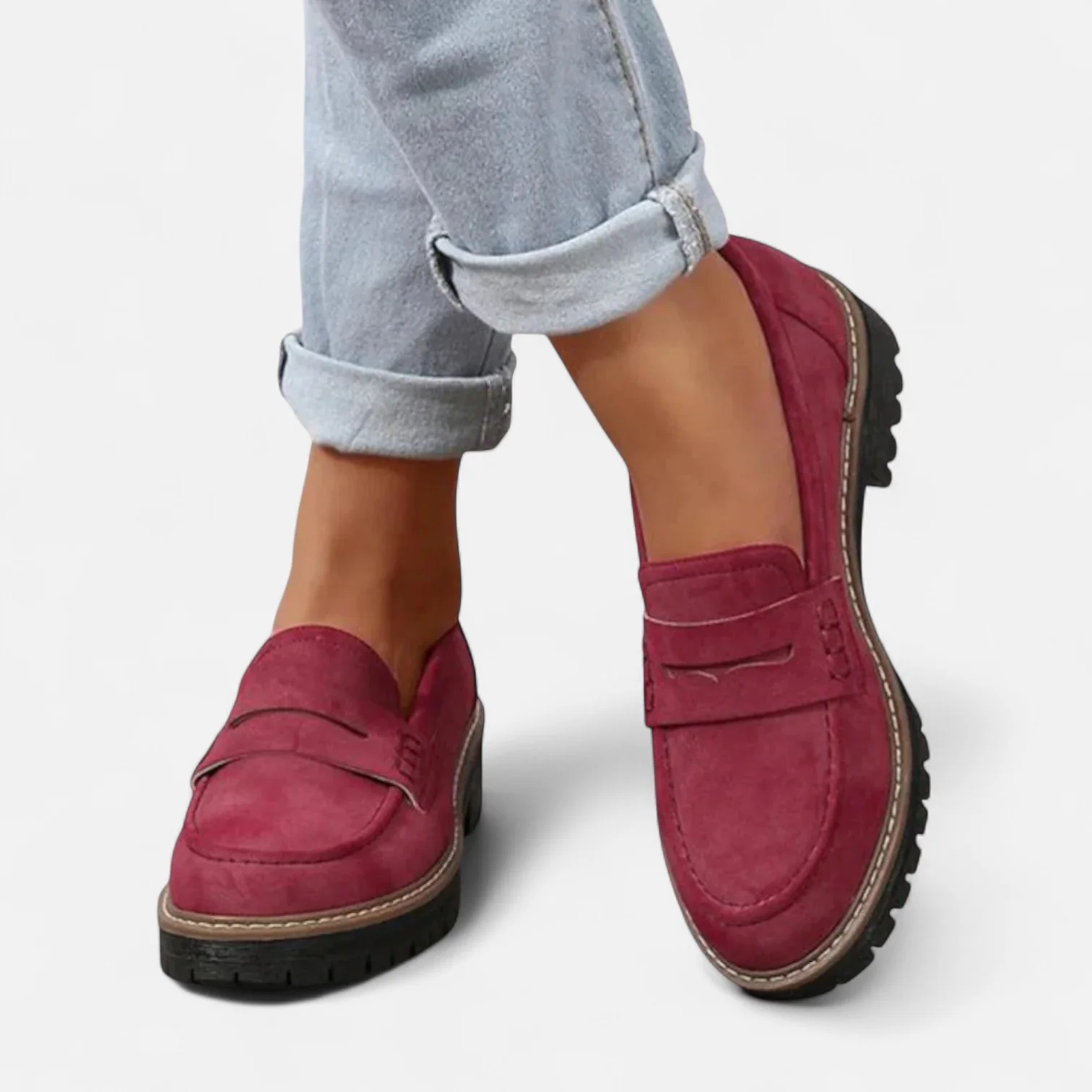 Mocassins Orthopédiques Femme Daim - Chaussures Confortables à Enfiler Style Bateau